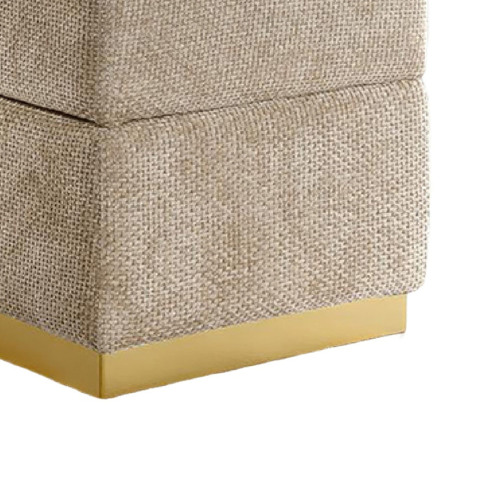 Kris Ottoman Stool with Hidden Storage | Gold Base | Silver Gray Chenille