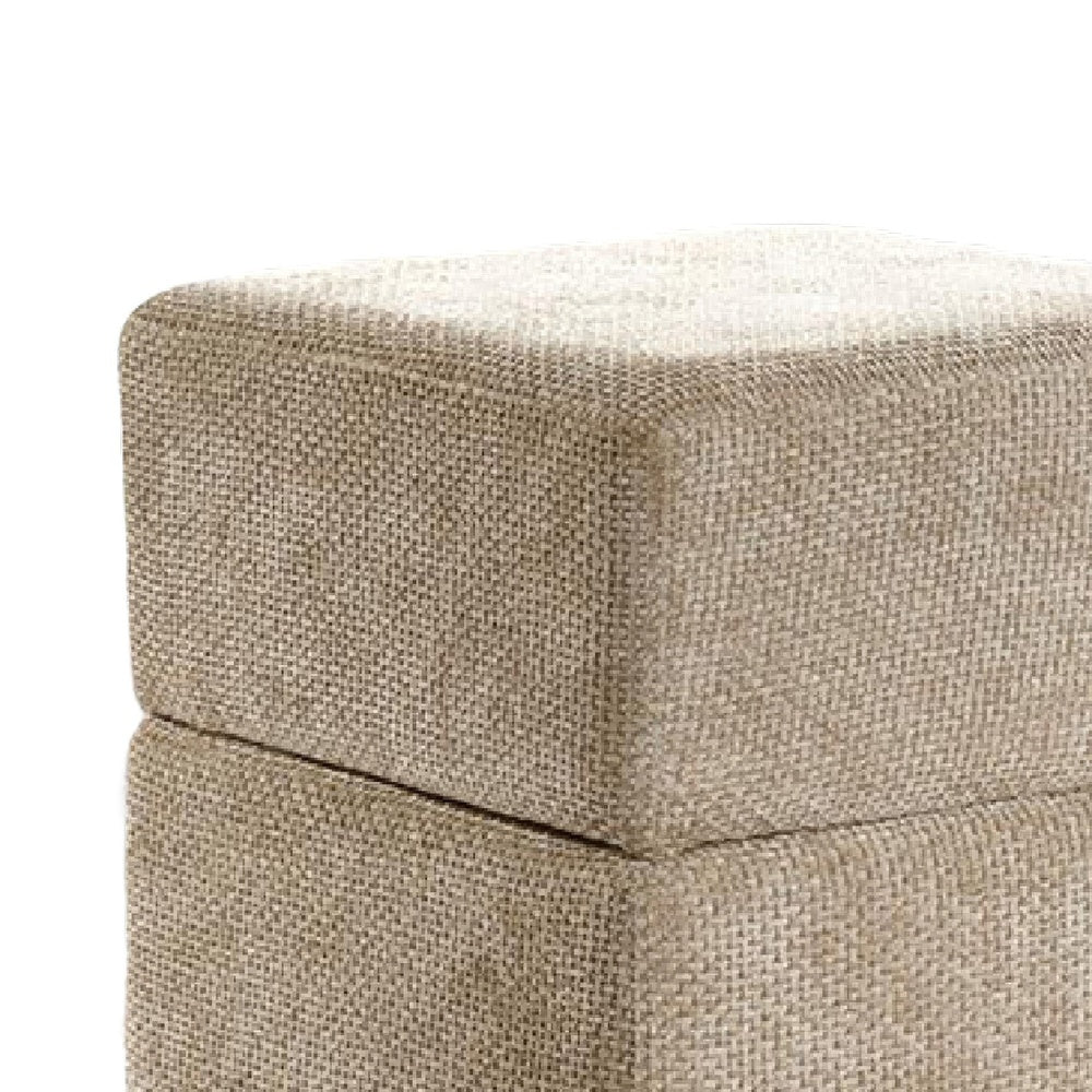 Kris Ottoman Stool with Hidden Storage | Gold Base | Silver Gray Chenille