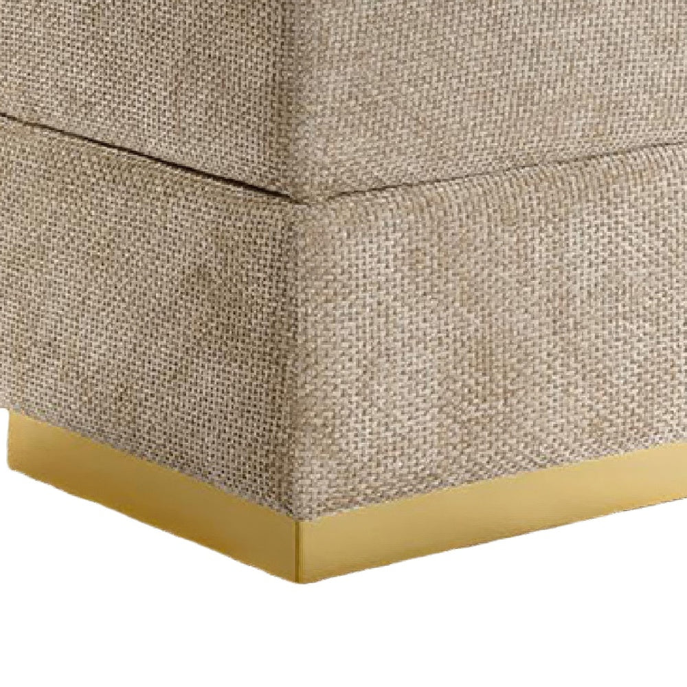 Kris Ottoman Stool with Hidden Storage | Gold Base | Silver Gray Chenille