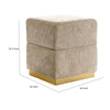 Kris Ottoman Stool with Hidden Storage | Gold Base | Silver Gray Chenille