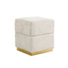 Kris Ottoman Stool with Hidden Storage | Gold Base | Beige Chenille