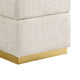 Kris Ottoman Stool with Hidden Storage | Gold Base | Beige Chenille