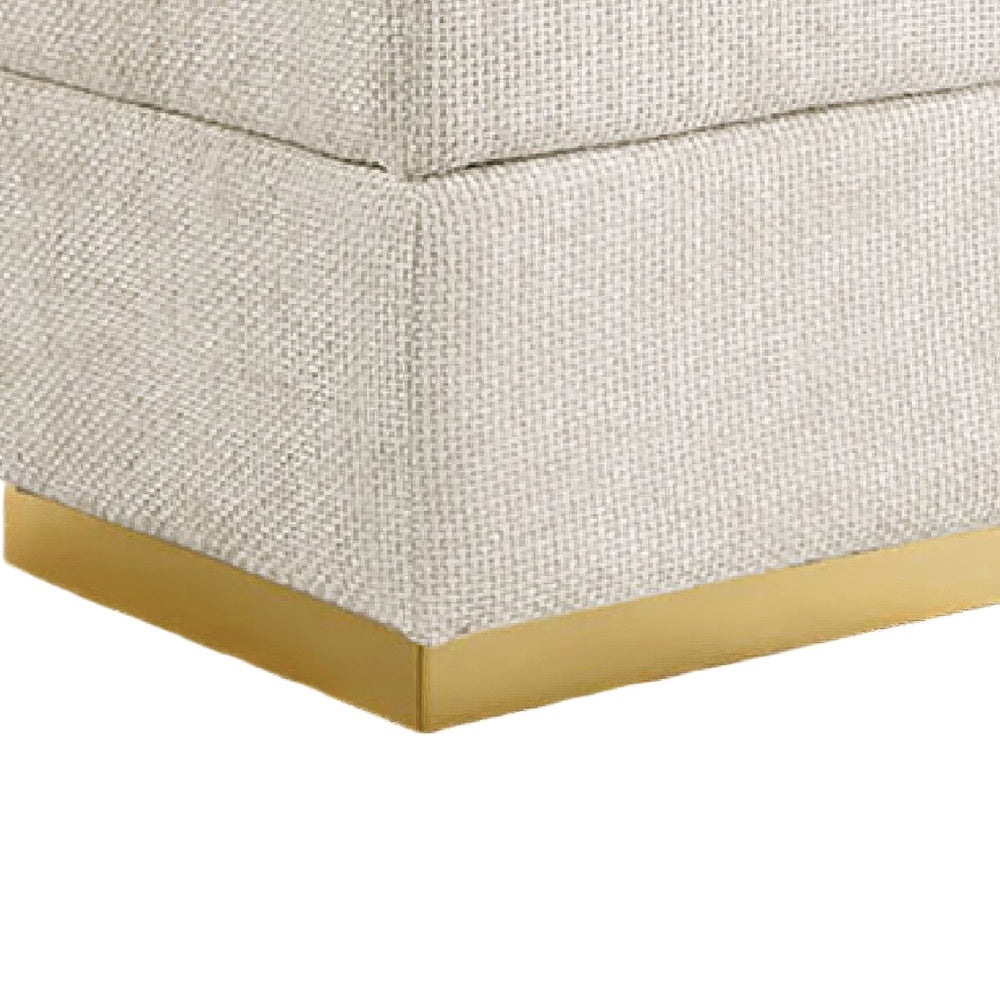 Kris Ottoman Stool with Hidden Storage | Gold Base | Beige Chenille