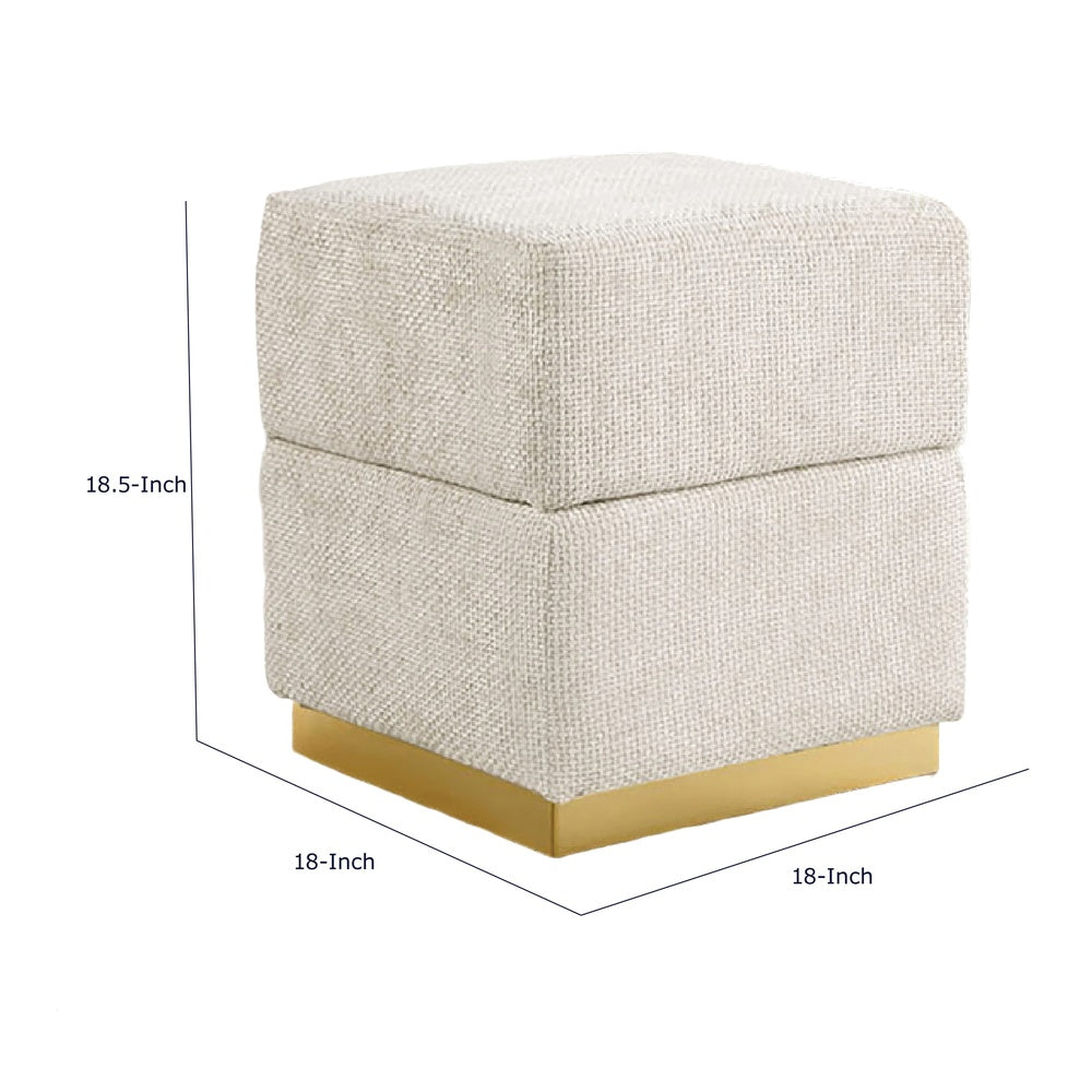 Kris Ottoman Stool with Hidden Storage | Gold Base | Beige Chenille