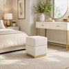 Kris Ottoman Stool with Hidden Storage | Gold Base | Beige Chenille
