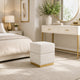 Kris Ottoman Stool with Hidden Storage | Gold Base | Beige Chenille