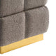 Anne Ottoman Stool with Storage | Gold Base | Gray Biscuit Tufted Fabric