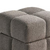 Anne Ottoman Stool with Storage | Gold Base | Gray Biscuit Tufted Fabric