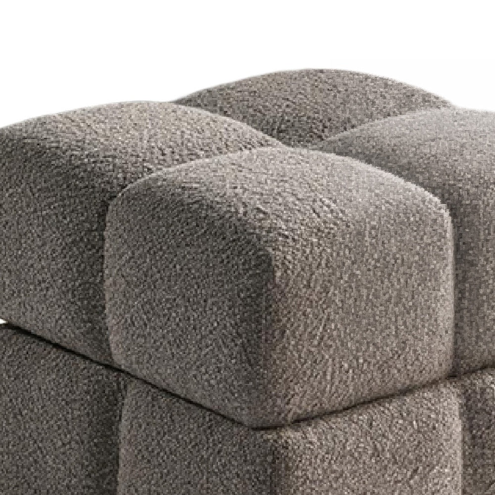 Anne Ottoman Stool with Storage | Gold Base | Gray Biscuit Tufted Fabric