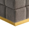 Anne Ottoman Stool with Storage | Gold Base | Gray Biscuit Tufted Fabric