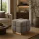 Anne Ottoman Stool with Storage | Gold Base | Gray Biscuit Tufted Fabric
