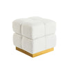 Anne Ottoman Stool with Storage | Gold Base | Beige Biscuit Tufted Fabric