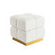 Anne Ottoman Stool with Storage | Gold Base | Beige Biscuit Tufted Fabric