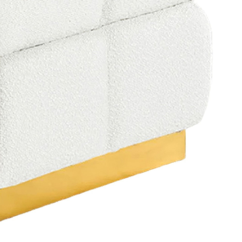 Anne Ottoman Stool with Storage | Gold Base | Beige Biscuit Tufted Fabric