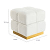 Anne Ottoman Stool with Storage | Gold Base | Beige Biscuit Tufted Fabric