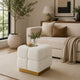 Anne Ottoman Stool with Storage | Gold Base | Beige Biscuit Tufted Fabric