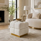 Anne Ottoman Stool with Storage | Gold Base | Beige Biscuit Tufted Fabric