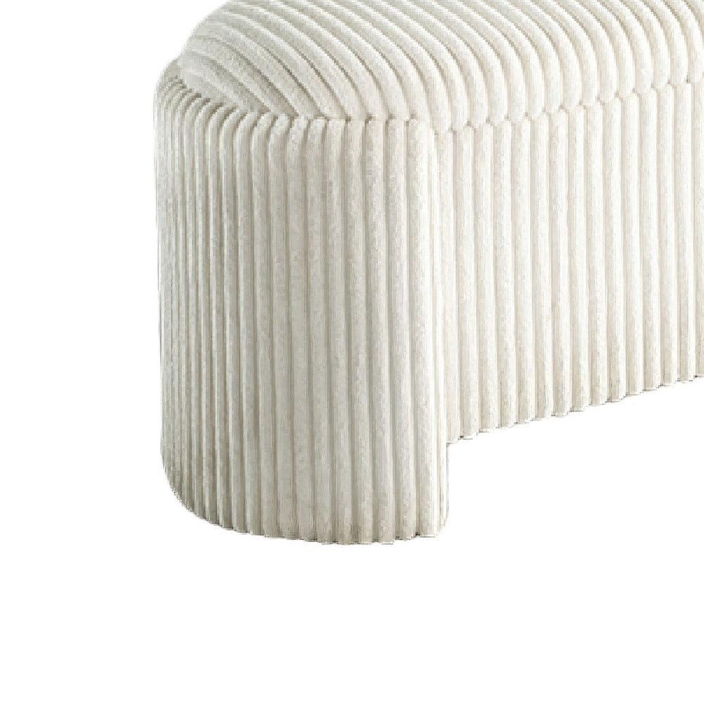 Greta Storage Bench with Ribbed Design | Hidden Storage | White Corduroy