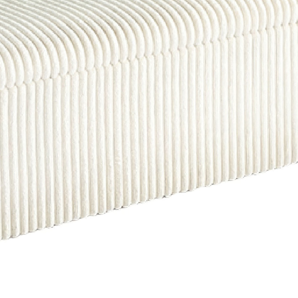 Greta Storage Bench with Ribbed Design | Hidden Storage | White Corduroy