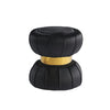 Penny Ottoman Stool with Gold Metal Trim | Bow-Tie Design | Black Velvet