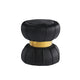 Penny Ottoman Stool with Gold Metal Trim | Bow-Tie Design | Black Velvet