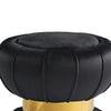 Penny Ottoman Stool with Gold Metal Trim | Bow-Tie Design | Black Velvet