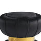 Penny Ottoman Stool with Gold Metal Trim | Bow-Tie Design | Black Velvet