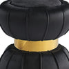 Penny Ottoman Stool with Gold Metal Trim | Bow-Tie Design | Black Velvet