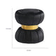 Penny Ottoman Stool with Gold Metal Trim | Bow-Tie Design | Black Velvet