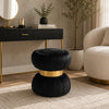 Penny Ottoman Stool with Gold Metal Trim | Bow-Tie Design | Black Velvet