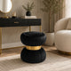 Penny Ottoman Stool with Gold Metal Trim | Bow-Tie Design | Black Velvet