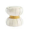 Penny Ottoman Stool with Gold Metal Trim | Bow-Tie Design | White Velvet