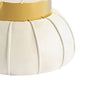Penny Ottoman Stool with Gold Metal Trim | Bow-Tie Design | White Velvet