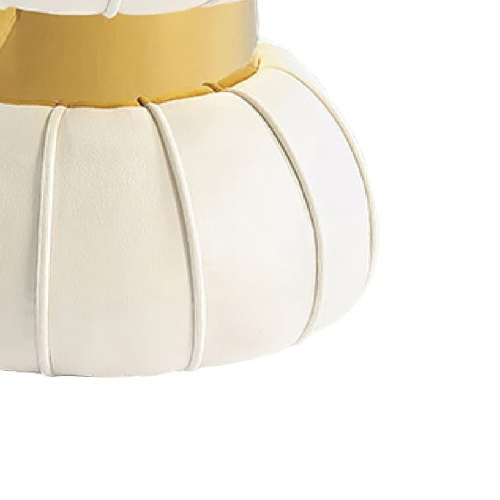 Penny Ottoman Stool with Gold Metal Trim | Bow-Tie Design | White Velvet