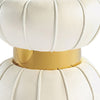 Penny Ottoman Stool with Gold Metal Trim | Bow-Tie Design | White Velvet