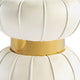 Penny Ottoman Stool with Gold Metal Trim | Bow-Tie Design | White Velvet