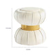 Penny Ottoman Stool with Gold Metal Trim | Bow-Tie Design | White Velvet