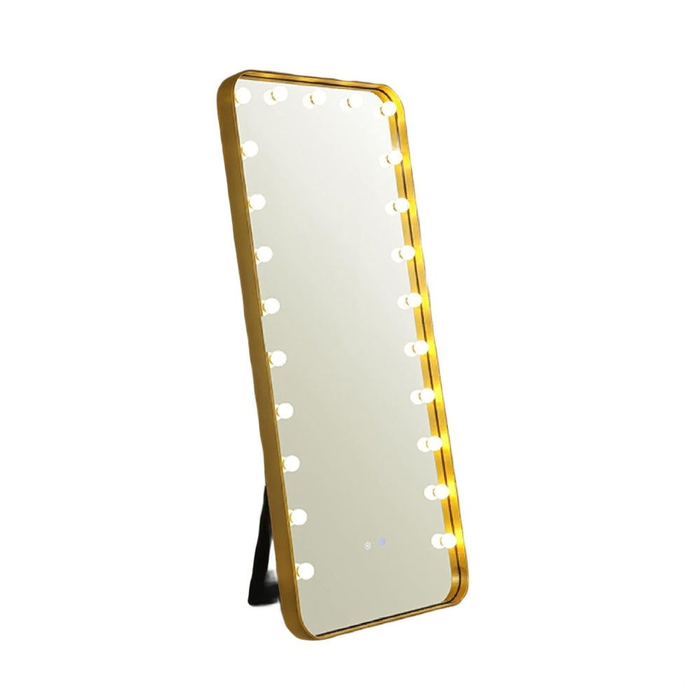 Samie LED Floor Mirror with Bluetooth | Touch Control | Gold Metal 32x71