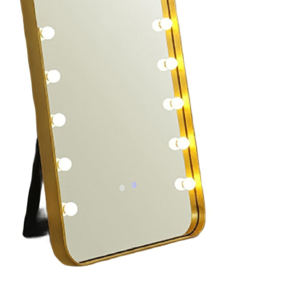 Samie LED Floor Mirror with Bluetooth | Touch Control | Gold Metal 32x71