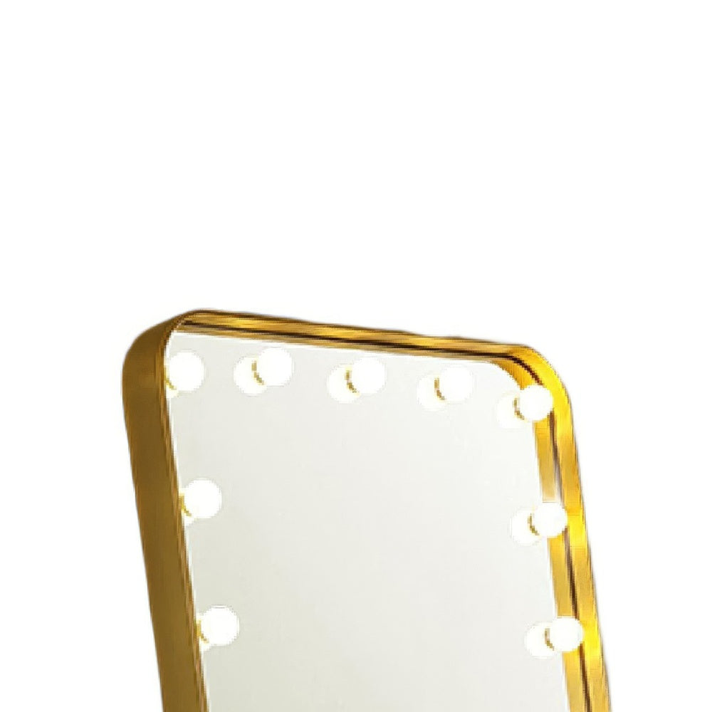 Samie LED Floor Mirror with Bluetooth | Touch Control | Gold Metal 32x71