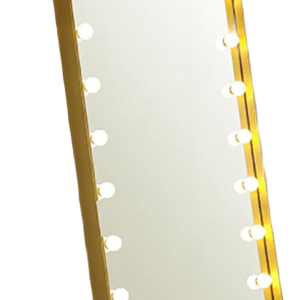 Samie LED Floor Mirror with Bluetooth | Touch Control | Gold Metal 32x71