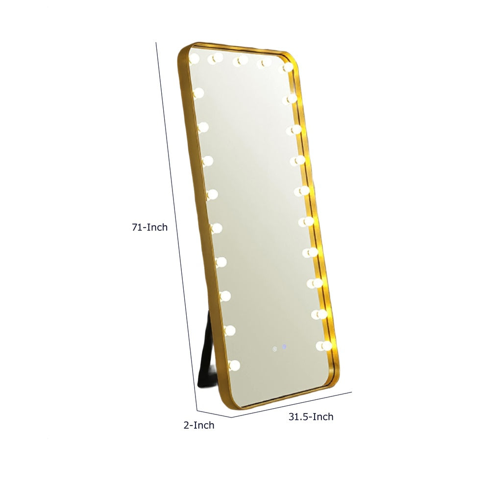Samie LED Floor Mirror with Bluetooth | Touch Control | Gold Metal 32x71