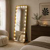 Samie LED Floor Mirror with Bluetooth | Touch Control | Gold Metal 32x71