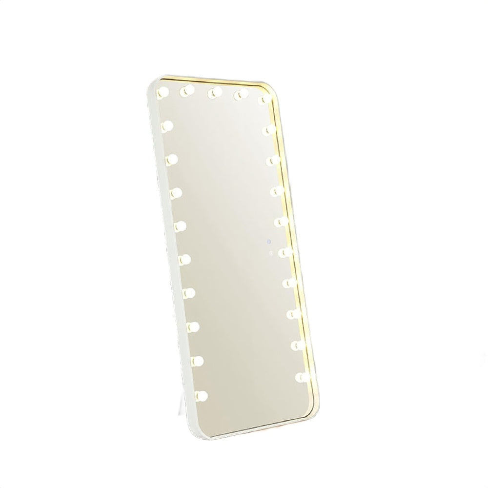 Samie LED Floor Mirror with Bluetooth | Touch Control | White Metal 32x71