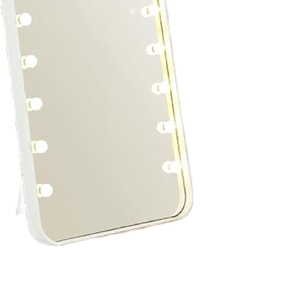 Samie LED Floor Mirror with Bluetooth | Touch Control | White Metal 32x71