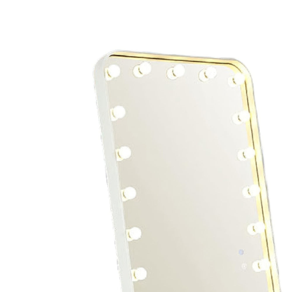 Samie LED Floor Mirror with Bluetooth | Touch Control | White Metal 32x71