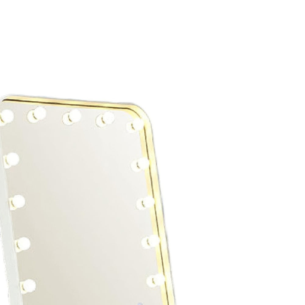 Samie LED Floor Mirror with Bluetooth | Touch Control | White Metal 32x71