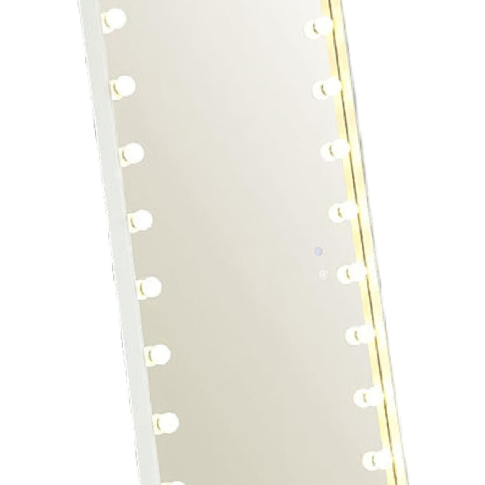Samie LED Floor Mirror with Bluetooth | Touch Control | White Metal 32x71