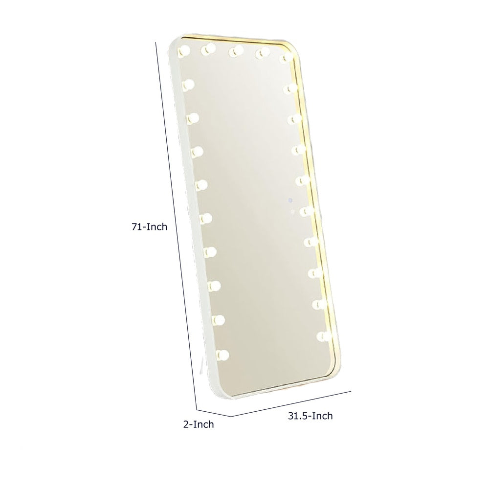 Samie LED Floor Mirror with Bluetooth | Touch Control | White Metal 32x71