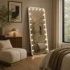 Samie LED Floor Mirror with Bluetooth | Touch Control | White Metal 32x71